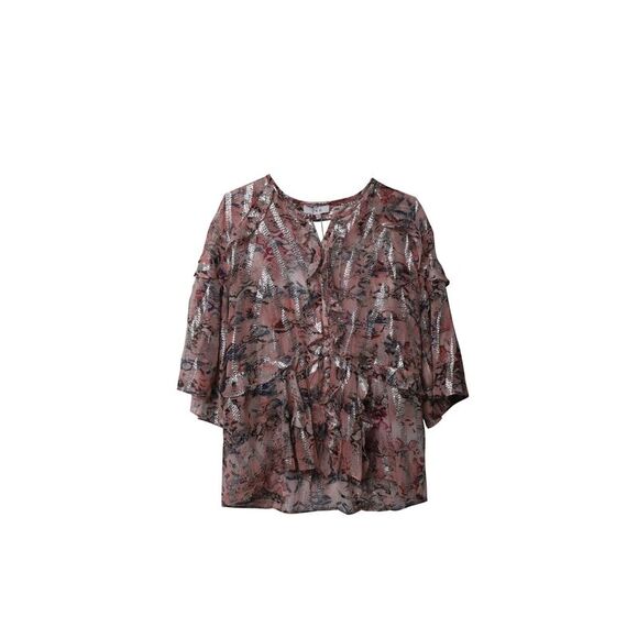 Iro Open-back Metallic Fil Coupé Chiffon Blouse in Pastel Pink Silk